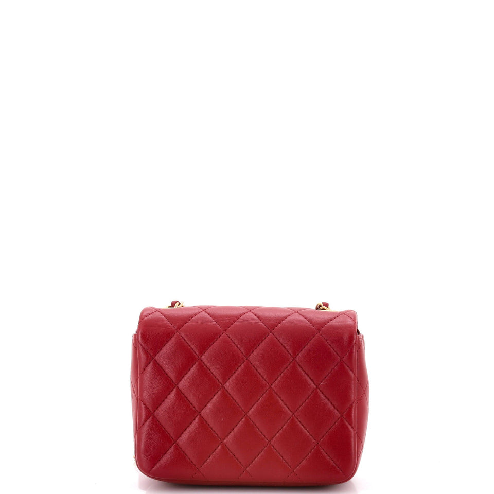 Crystal CC Full Flap Bag Quilted Lambskin Mini