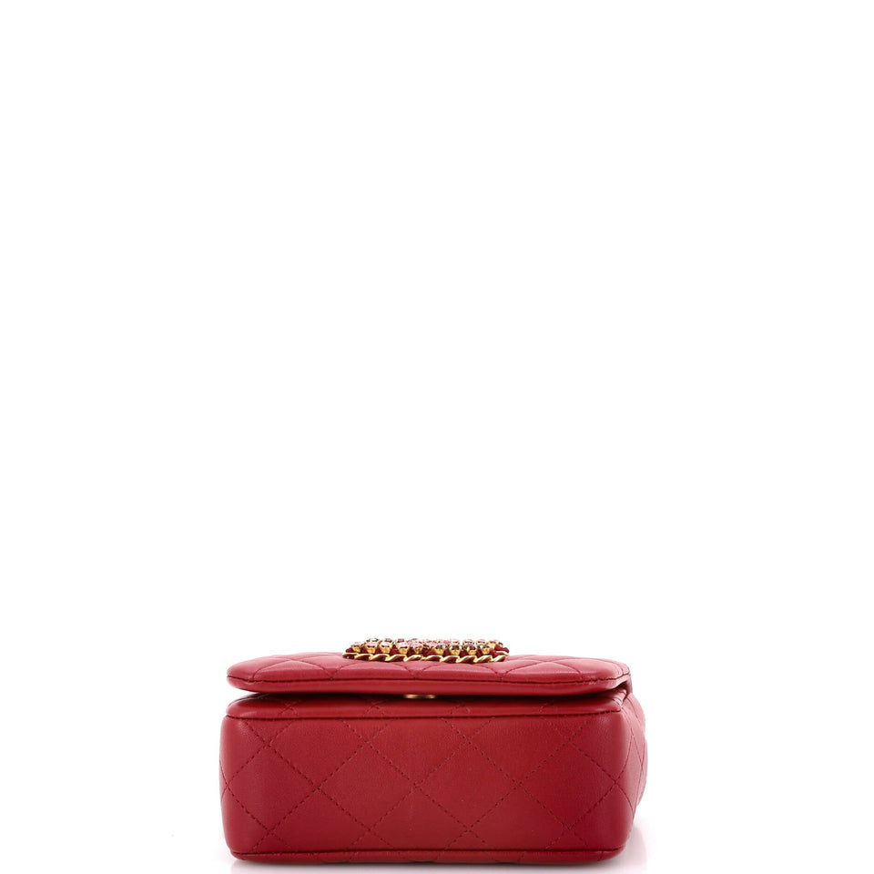 Crystal CC Full Flap Bag Quilted Lambskin Mini