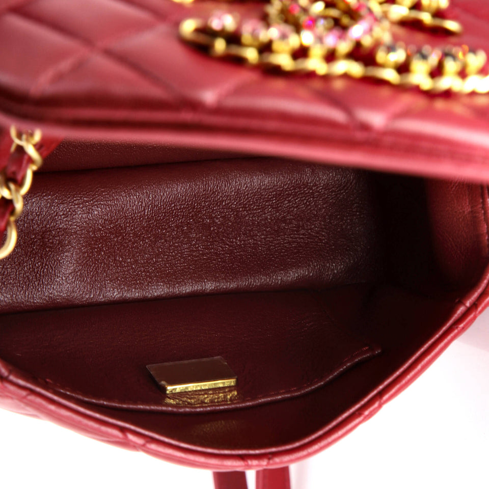 Crystal CC Full Flap Bag Quilted Lambskin Mini