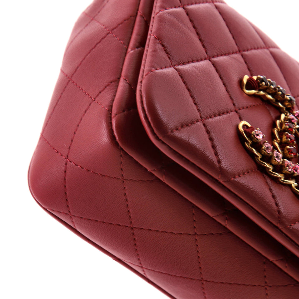 Crystal CC Full Flap Bag Quilted Lambskin Mini