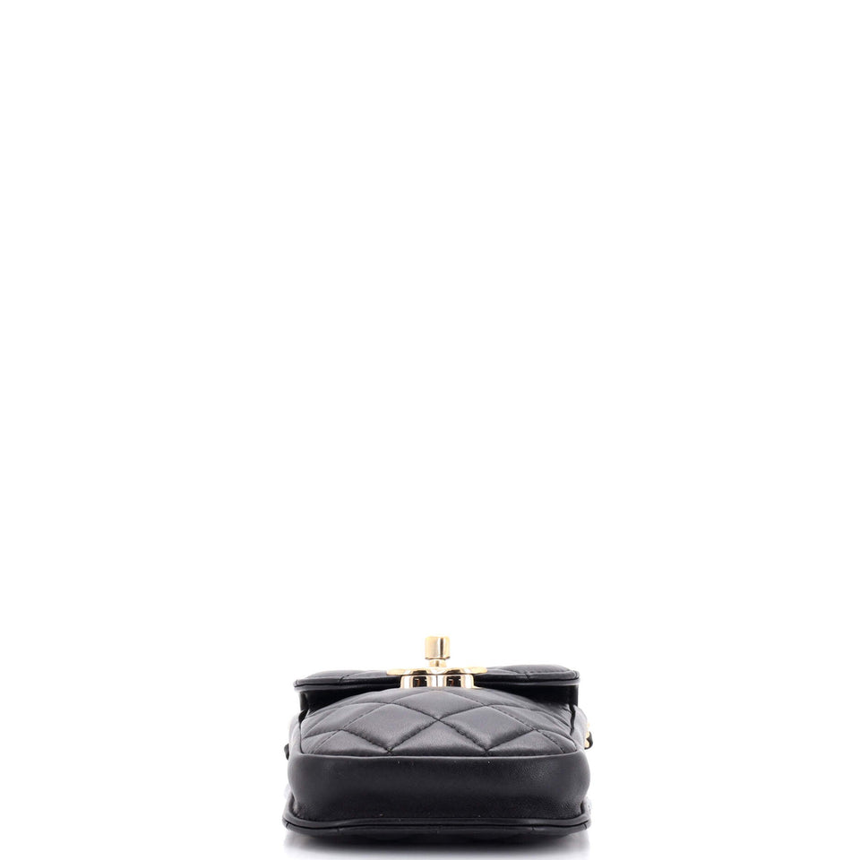 CC Flap Phone Holder Crossbody Bag Quilted Lambskin