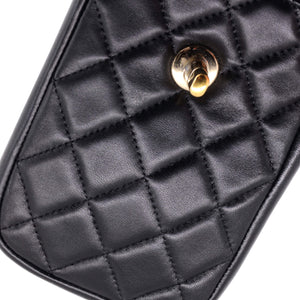 CC Flap Phone Holder Crossbody Bag Quilted Lambskin