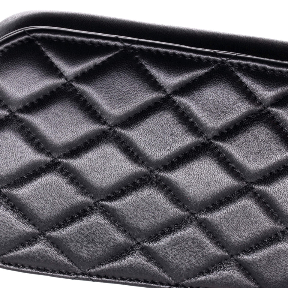 CC Flap Phone Holder Crossbody Bag Quilted Lambskin