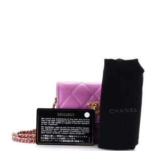 Pearl Crush Card Holder with Chain Quilted Lambskin