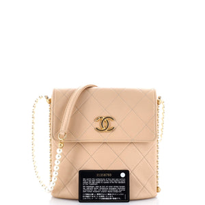 About Pearls Flap Hobo Quilted Calfskin Small