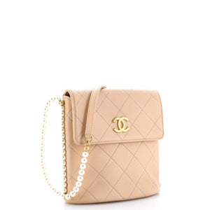 About Pearls Flap Hobo Quilted Calfskin Small