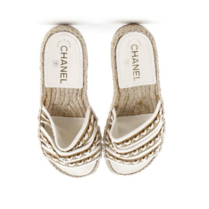 Women's Chain Strap Espadrille Slide Sandals Leather