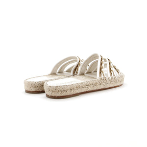 Women's Chain Strap Espadrille Slide Sandals Leather
