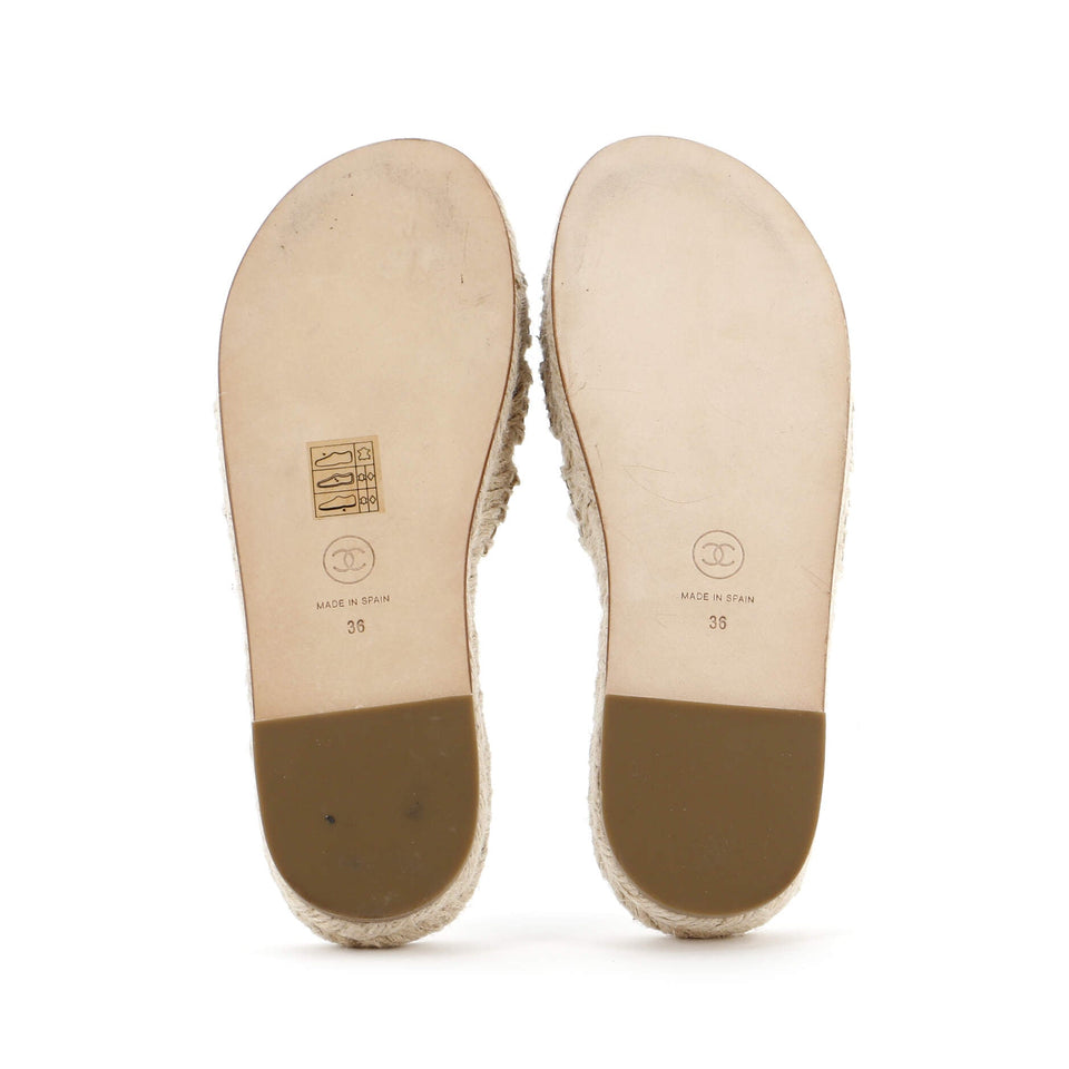 Women's Chain Strap Espadrille Slide Sandals Leather