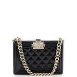 Boy Chain Box Minaudiere Quilted Patent