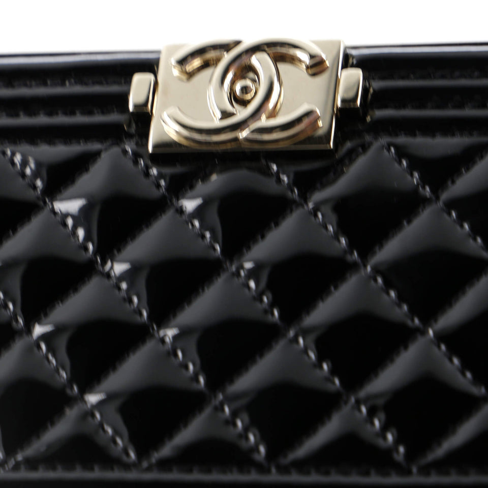 Boy Chain Box Minaudiere Quilted Patent