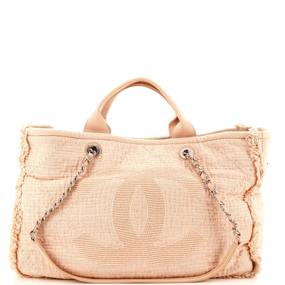 Double Face Deauville Tote Fringe Quilted Canvas Large