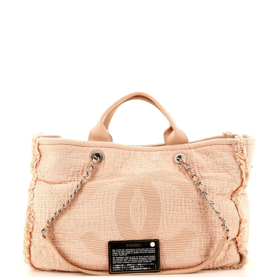 Double Face Deauville Tote Fringe Quilted Canvas Large