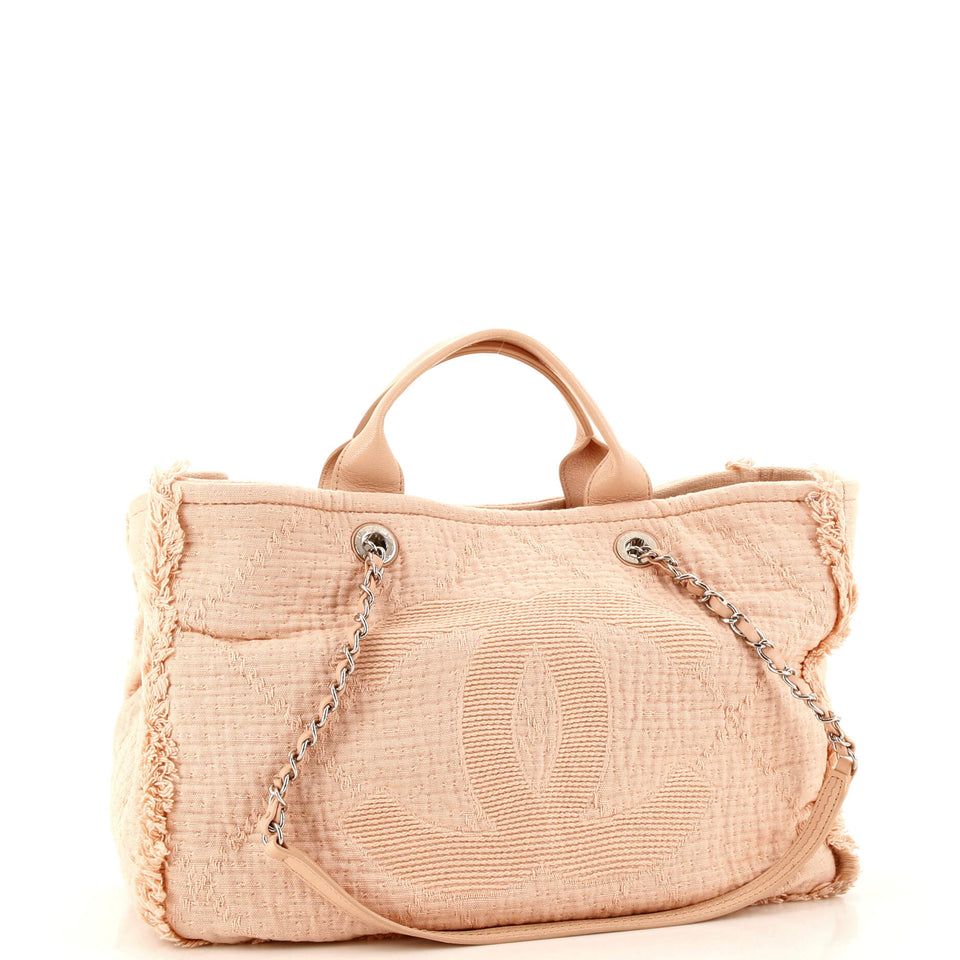 Double Face Deauville Tote Fringe Quilted Canvas Large