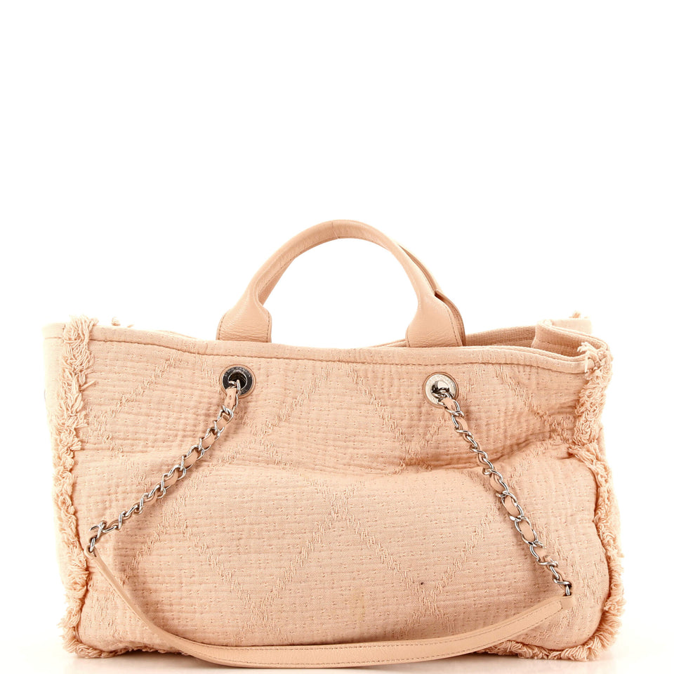 Double Face Deauville Tote Fringe Quilted Canvas Large