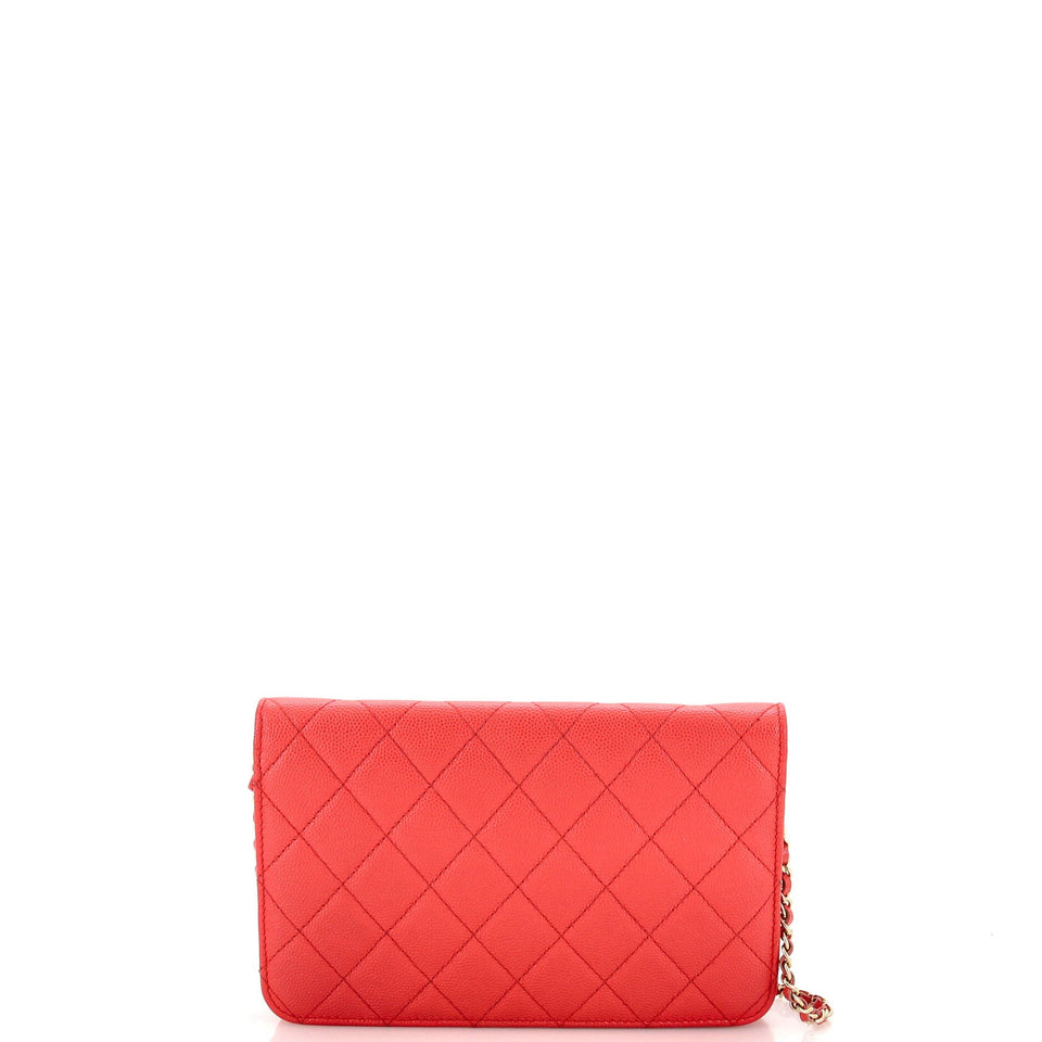 Golden Class Wallet on Chain Quilted Caviar