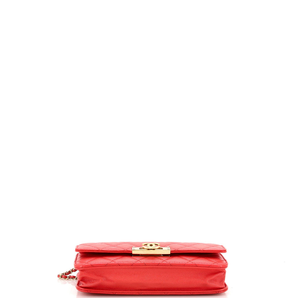 Golden Class Wallet on Chain Quilted Caviar
