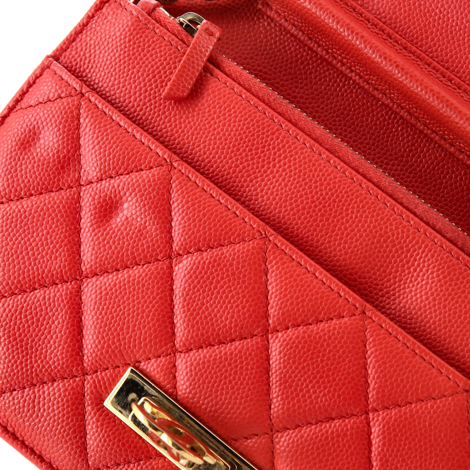 Golden Class Wallet on Chain Quilted Caviar
