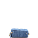 Pearl Crush Zip Around Vanity Case with Chain Quilted Denim Mini