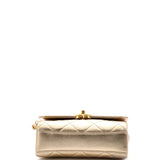 Crystal Logo Letters Chain Handle Flap Bag Quilted Lambskin Mini