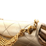 Crystal Logo Letters Chain Handle Flap Bag Quilted Lambskin Mini