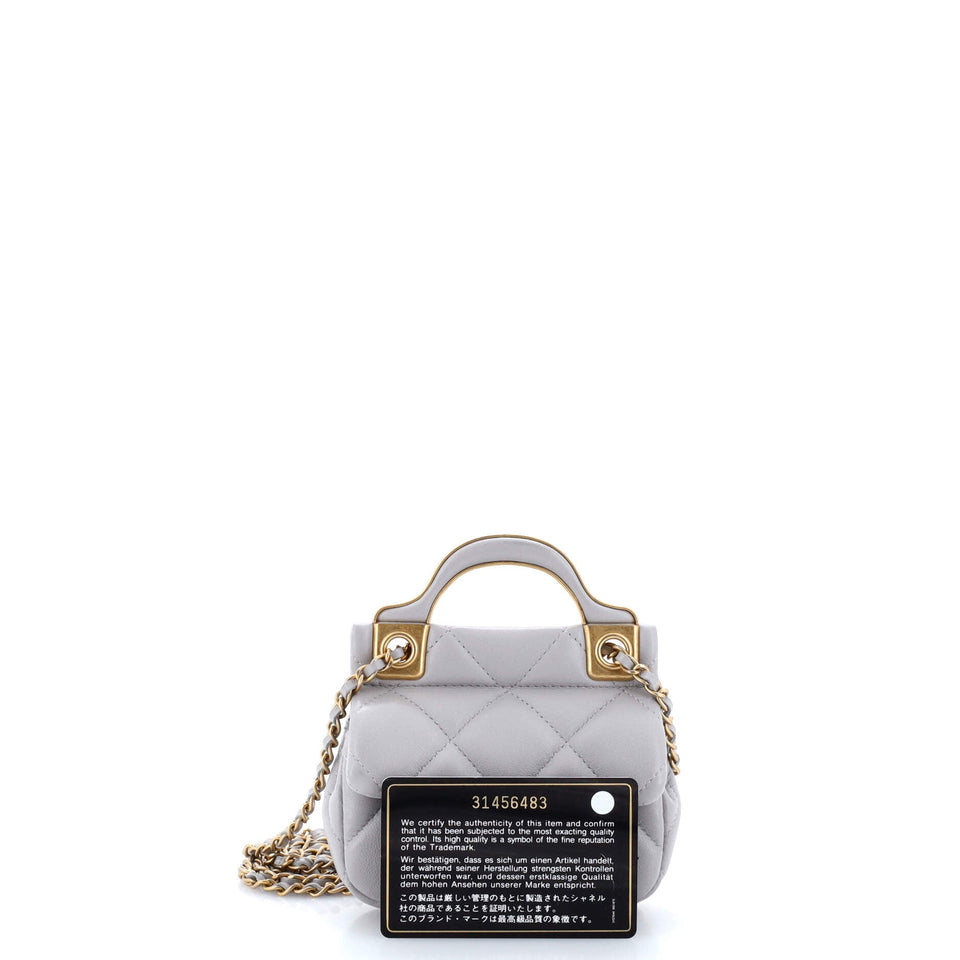 Lady Handle Flap Card Holder on Chain Quilted Calfskin