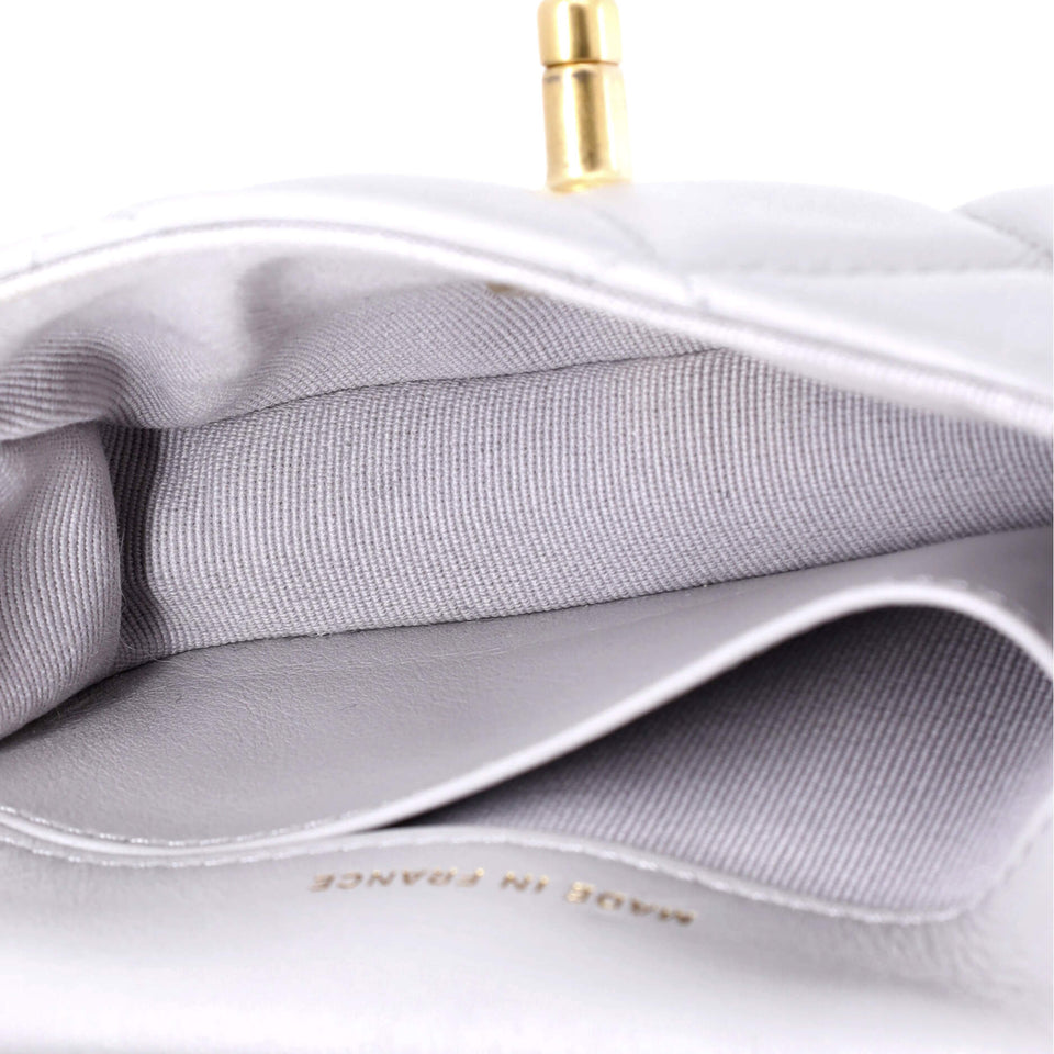 Lady Handle Flap Card Holder on Chain Quilted Calfskin