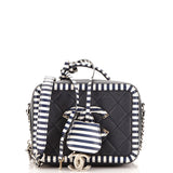 Filigree Vanity Case Quilted Caviar with Striped Leather Medium
