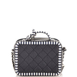 Filigree Vanity Case Quilted Caviar with Striped Leather Medium