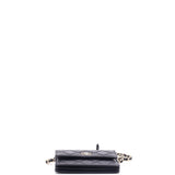 Camellia Bow Flap Card Holder with Chain Quilted Lambskin