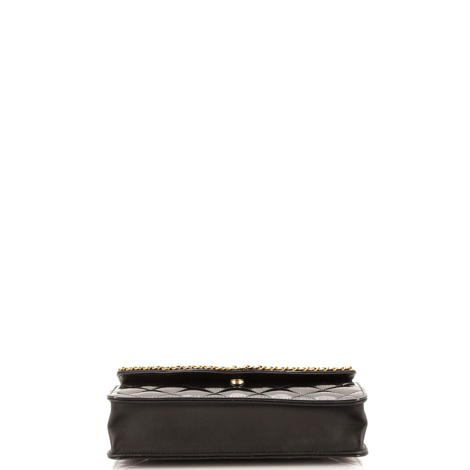 Heart Chain Flap Bag Quilted Patent Small