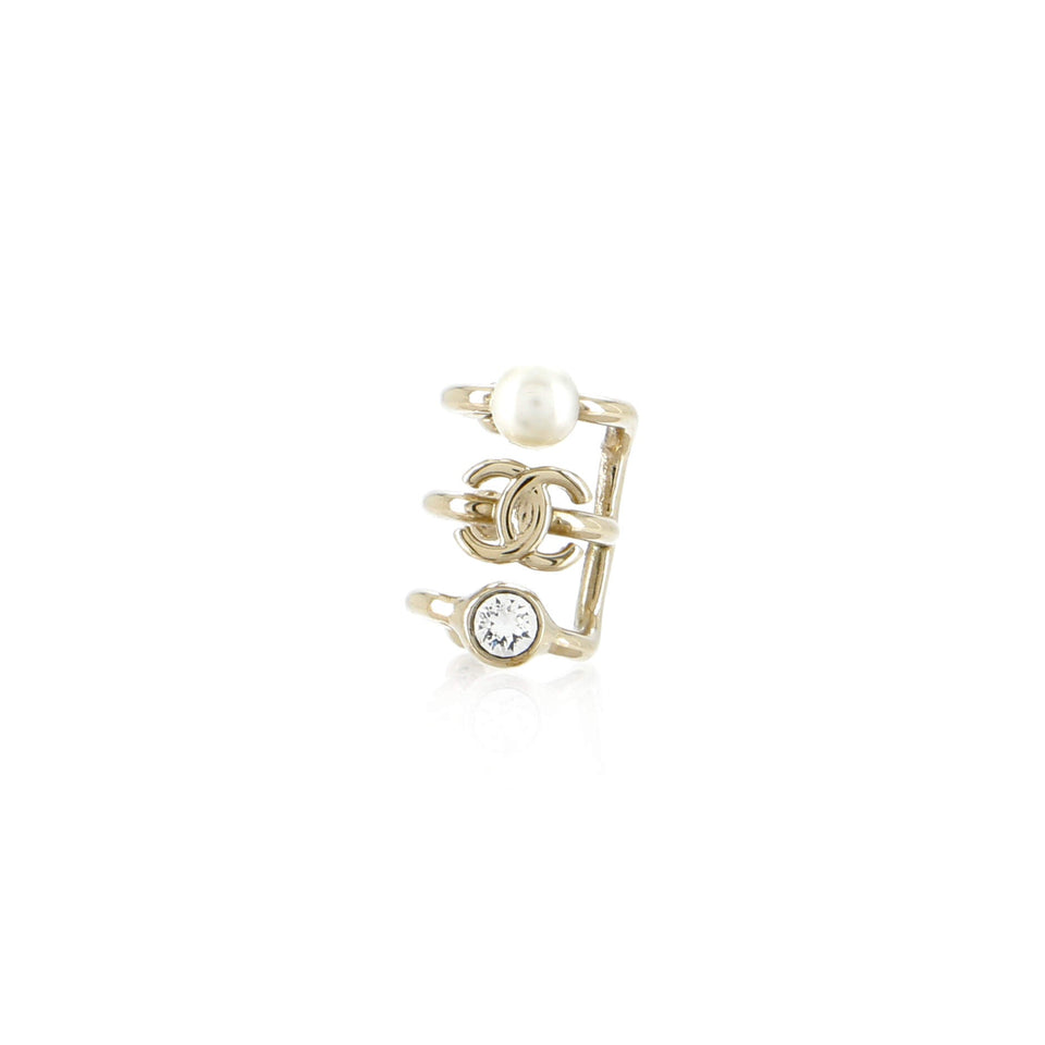 CC Ear Cuff Jewel Earring Earrings Metal with Crystal and Faux Pearl
