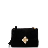 Diamond Lock CC Flap Bag Quilted Velvet with Crystals Mini
