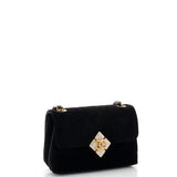 Diamond Lock CC Flap Bag Quilted Velvet with Crystals Mini