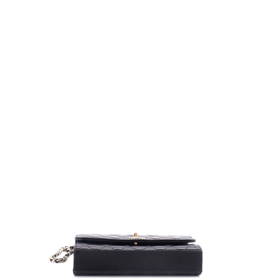 Trendy Chain CC Wallet on Chain Quilted Lambskin