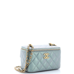 CC Dynasty Vanity Case with Chain Quilted Iridescent Lambskin Small