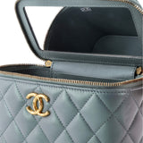 CC Dynasty Vanity Case with Chain Quilted Iridescent Lambskin Small