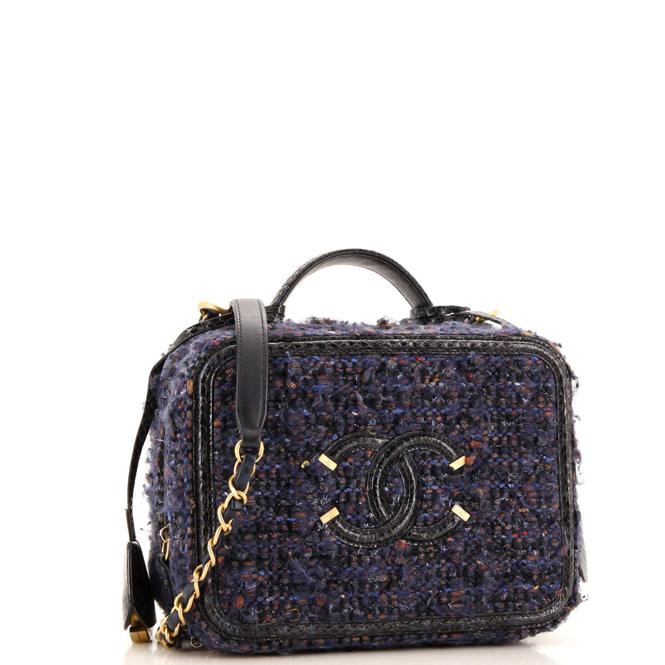 Filigree Vanity Case Quilted Tweed with Snakeskin Medium