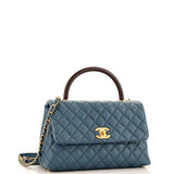 Coco Top Handle Bag Quilted Caviar with Lizard Small