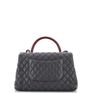 Coco Top Handle Bag Quilted Caviar with Lizard Medium