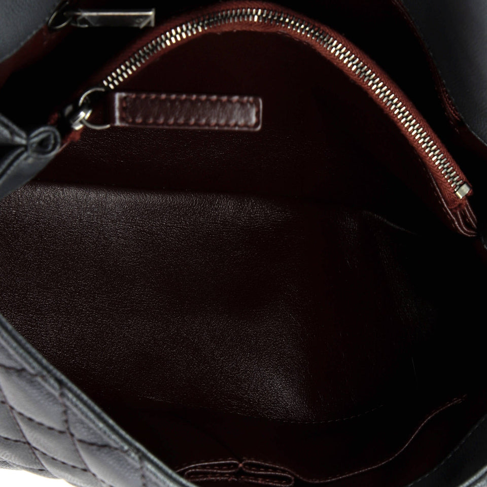 Coco Top Handle Bag Quilted Caviar with Lizard Medium