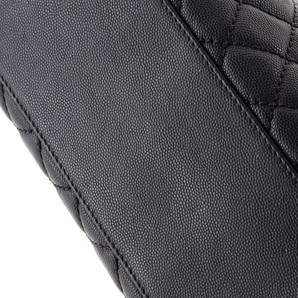 Coco Top Handle Bag Quilted Caviar with Lizard Medium