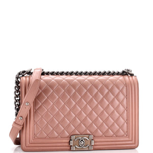 Boy Flap Bag Quilted Metallic Calfskin New Medium