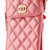 Resin CC Phone Holder with Chain Quilted Lambskin