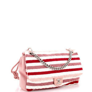 Rope Flap Bag Quilted Striped Jersey Large