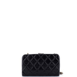 Logo Clasp Frame Clutch with Chain Quilted Lambskin Small