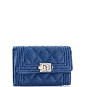 Boy Flap Card Case Quilted Caviar