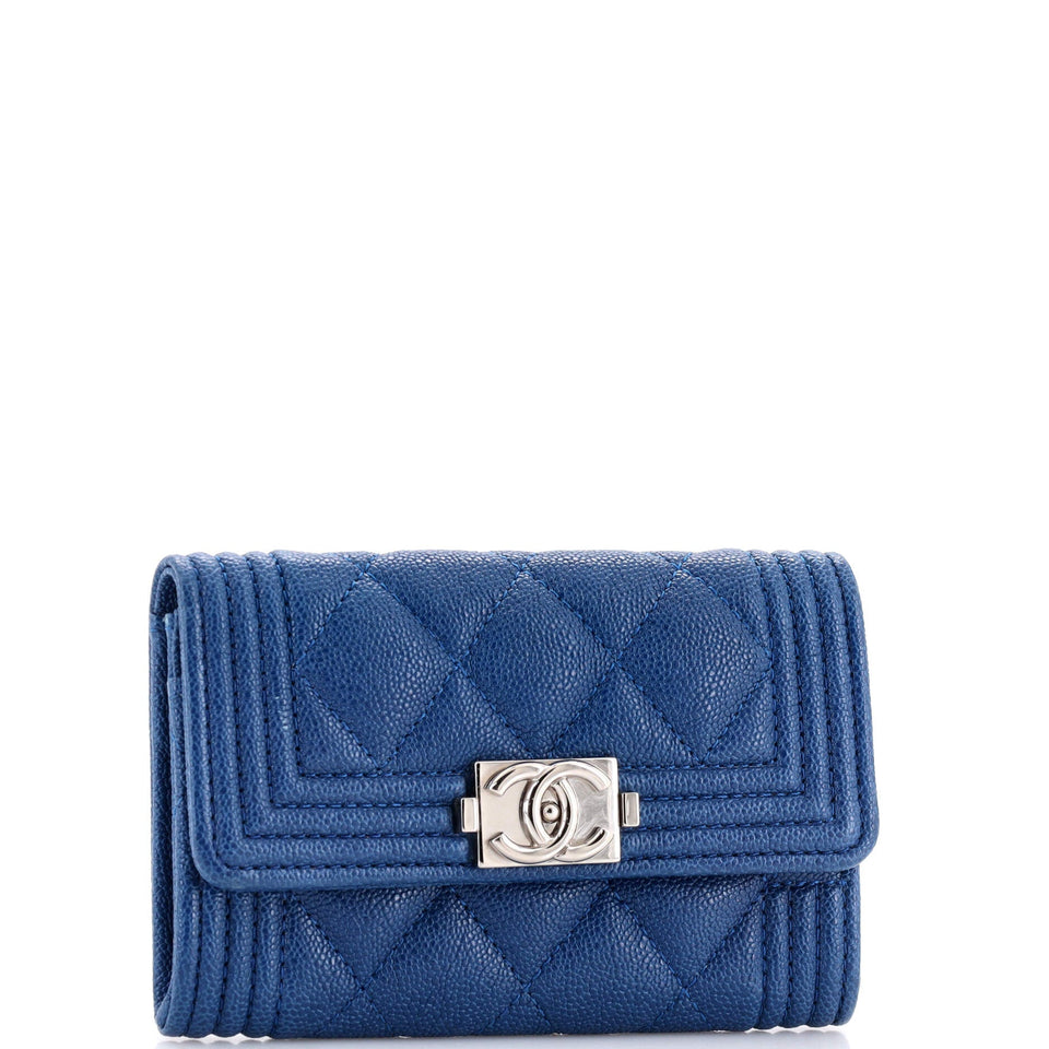 Boy Flap Card Case Quilted Caviar