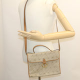 CHRISTIAN DIOR Honeycomb Canvas Hand Bag PVC Leather Beige  29371