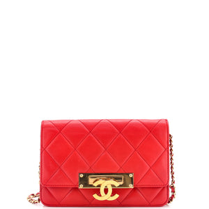 Golden Class Wallet on Chain Quilted Lambskin